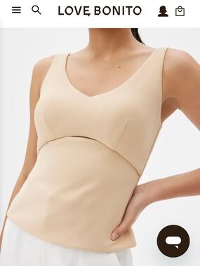 Love, Bonito Cream Sculpted V-Neck Tank Top